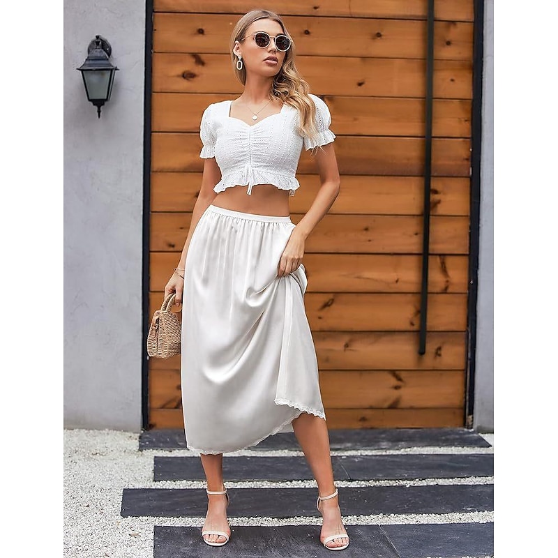 Elegant 1950s Midi Under Skirt Half Slip Satin Skirt Lace Fancy Dress Women's Dailywear Bachelorette Party Adults' Skirt All Seasons4