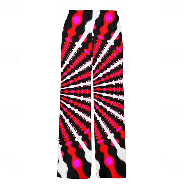 Men's Graphic Casual Pants Mid Waist Holiday Straight Leg Summer Spring 3D Print Yellow Red Blue2