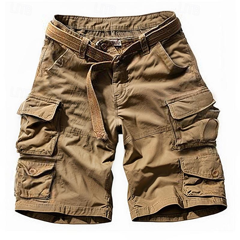 Men's Tactical Shorts Cargo Shorts Shorts Buttons Multi Pocket Plain Wearable Short Outdoor Daily Going out Fashion Classic ArmyGreen Yellow camouflage