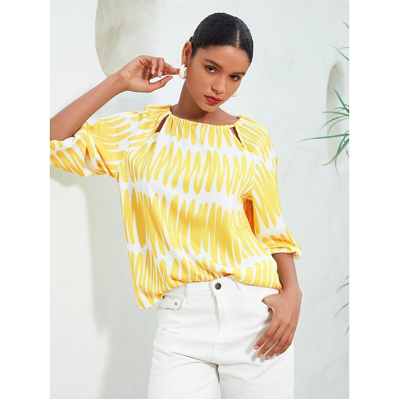 Satin Puff Sleeve Hollow Out Raglan Shirt4