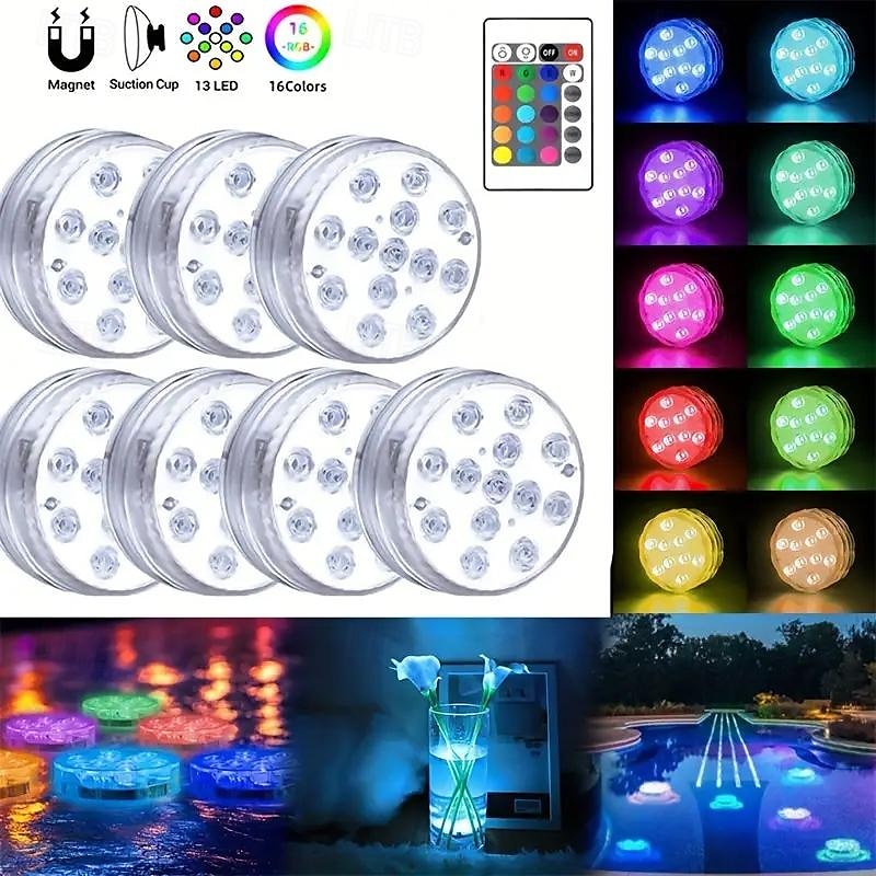 Submersible LED Pool Light, RGB Color Changing 13-LED Magnetic - Wireless Remote Control, Waterproof for Pool, Aquarium, Bathtub Decor, Parties, Holidays, Garden Fountain 9