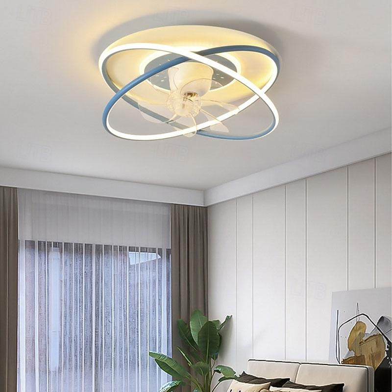 Ceiling Fans with Lights Dimmable with Remote Control Flush Mount Indoor Ceiling Fan,50cm Smart 3 Colors 6 Speeds Reversible2