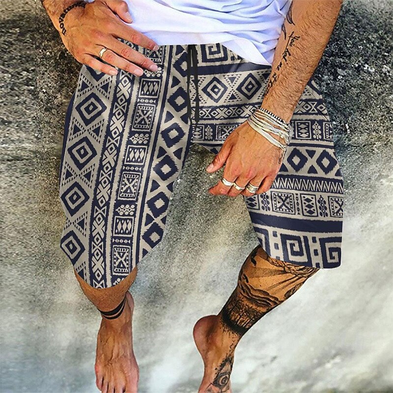 Men's Grid / Plaid Geometric Pattern Swim Trunks Swim Shorts Board Shorts Mid Waist Vintage Fashion Designer Casual Daily Holiday Pocket Drawstring Elastic Waist Designer Clothing Apparel