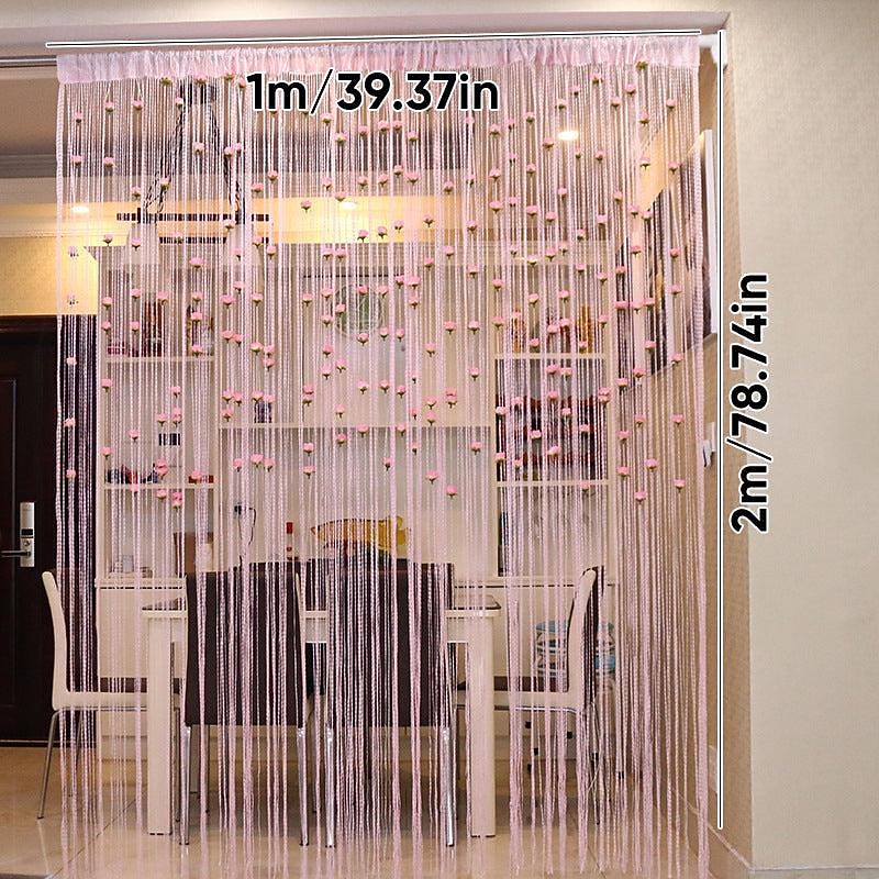 Rose Thread Door Curtain, 39x79 Inch Rose Thread Door Curtain, Privacy Door Frame Tassel Rose Thread Door Curtain For Home Decor Door Windows Valentine's Day2