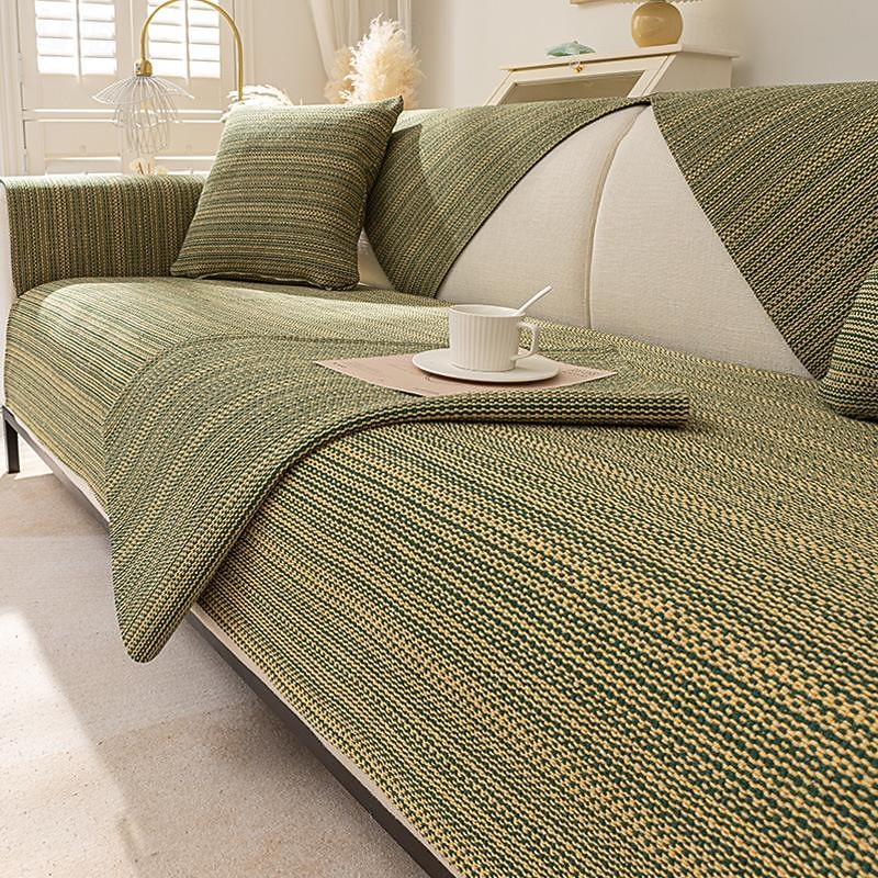 Cotton Linen Sofa Cushion Fabric Anti-slip Cooling Seat Cushion Full Cover Cloth Sofa Cover Cloth L Shaped Sofa Cushion Set