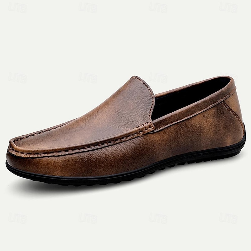 Men's Loafers & Slip-Ons Comfort Loafers Penny Loafers Leather Comfortable Slip Resistant Loafer Black Brown2
