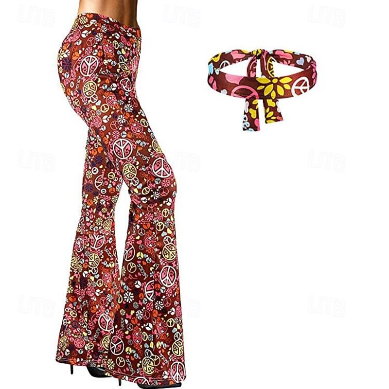 Retro Vintage Hippie 1970s Cosplay Costume Bell Bottom Pants Flared Trousers Disco Fancy Dress Women's Masquerade Party / Evening Pride Parade Pride Month Adults Pants3