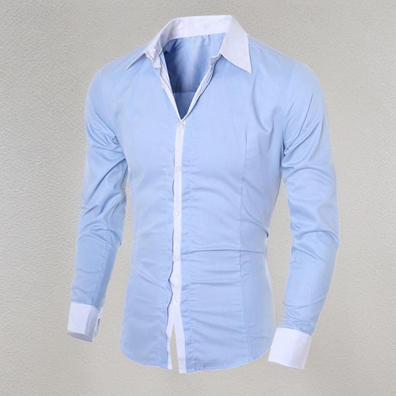 Men's Shirt Dress Shirt Button Up Shirt Color Block Wedding Party Black White Pink Light Sky Blue Long Sleeve Lapel Spring &  Fall Clothing Apparel Patchwork
