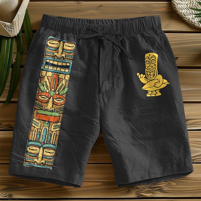 Men's Graphic Shorts Mid Waist Vintage Fashion Ethnic Style Casual Daily Holiday Drawstring Pocket Elastic Waist Designer Clothing Apparel4