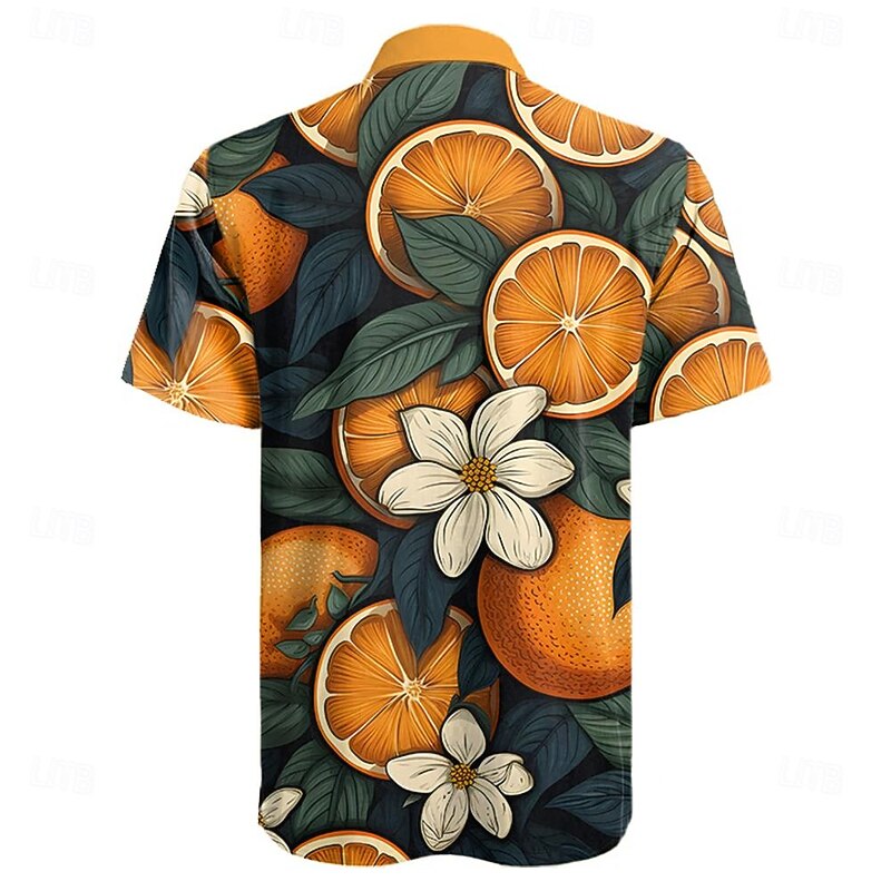 Men's Orange Summer Hawaiian Shirt Aloha Shirt Short Sleeves Shirt Turndown Hawaiian Resort Outdoor Vacation Street Green S M L2