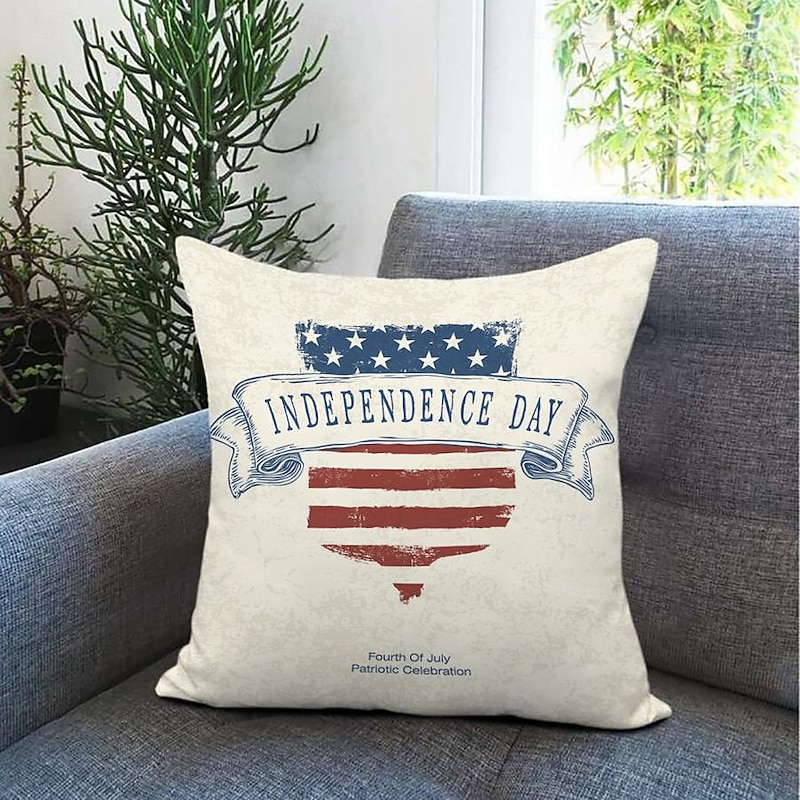 Patriotic Pillows Independence Day America Decorative Toss Pillows Cover 4PC Soft Square Cushion Case Pillowcase for Bedroom Livingroom Sofa Couch Chair4