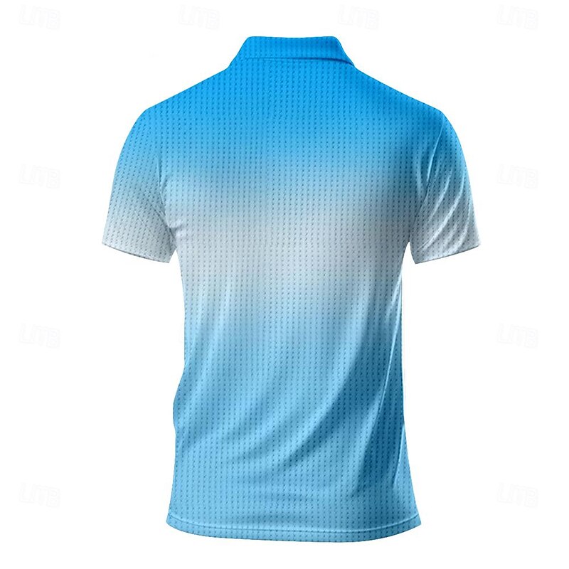 Men's Waffle Polo Shirts Golf Shirt Short Sleeve Polo Shirts Collared Shirts Casual Beach Wear Vacation Wear Party Outfits Buttons 3D Print Summer Spring Black Blue Orange2