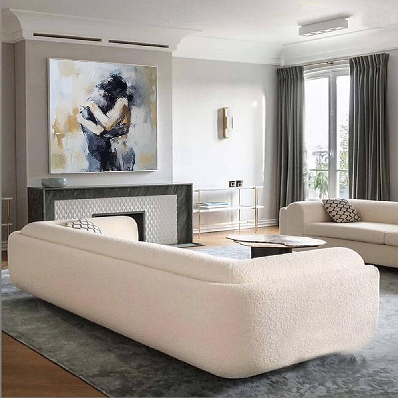 Wall Art Woman face oil painting handmade Canvas Art Faceless Portrait Painting Abstract Lady Framed Woman girl painting Lovers' decor oil painting artwork lover nude oil painting4