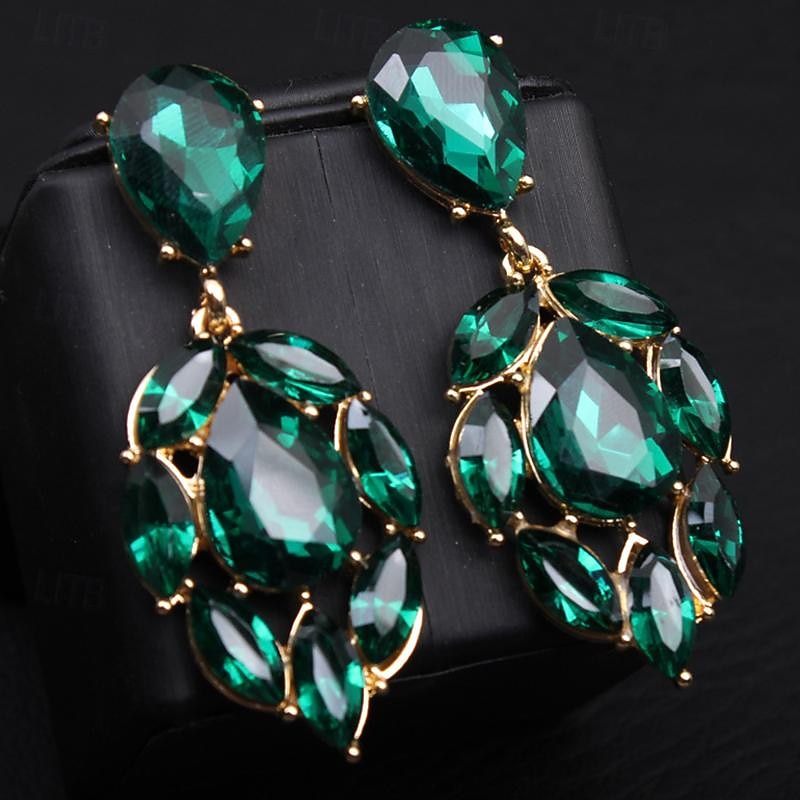Women's Cubic Zirconia Stud Earrings Drop Earrings Hoop Earrings Long Drop Elegant Stylish Luxury Romantic Sweet Earrings Jewelry White / Green For Wedding Party Anniversary Valentine's Day Holiday