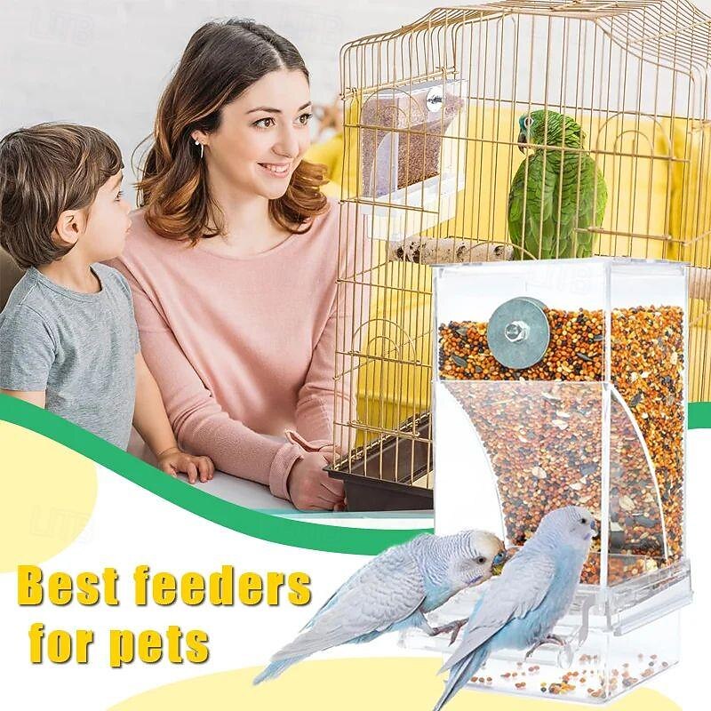 No Mess Automatic Bird Feeder,Automatic No-Spill Transparent Bird Feeder - Anti-Splash and Mess-Free Feeding Box2