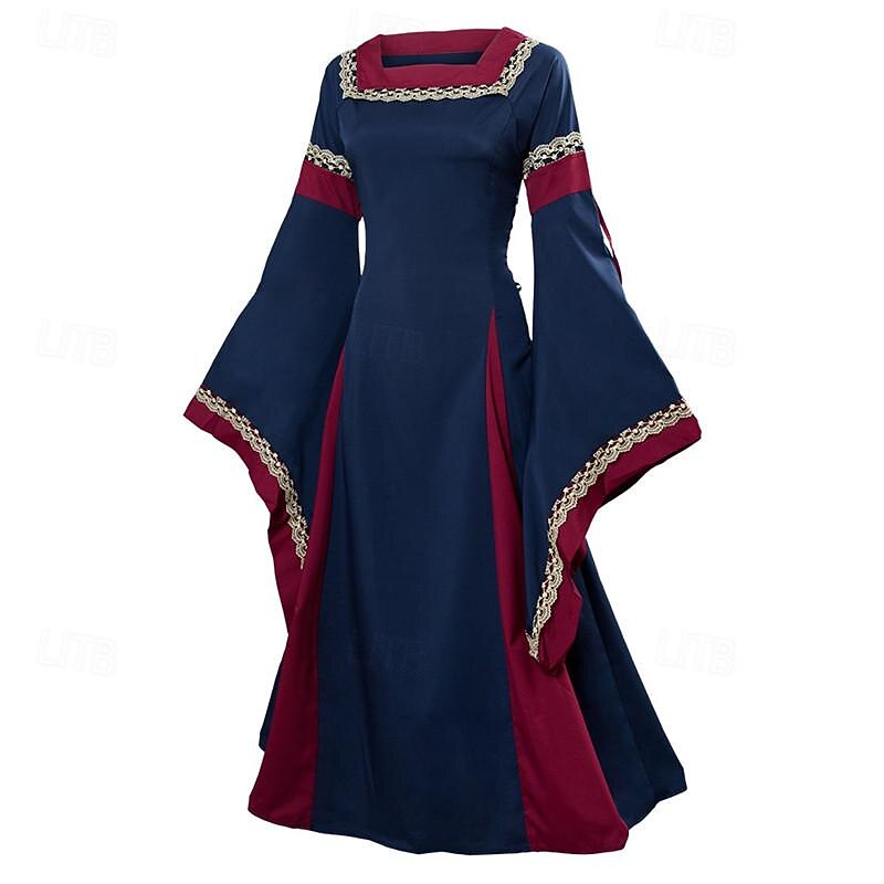 Medieval Renaissance Cocktail Dress Dress Prom Dress Bell Sleeve Outlander Elven Fancy Dress Women's Halloween Carnival Masquerade LARP Ren Faire Festival Adults' Dress3