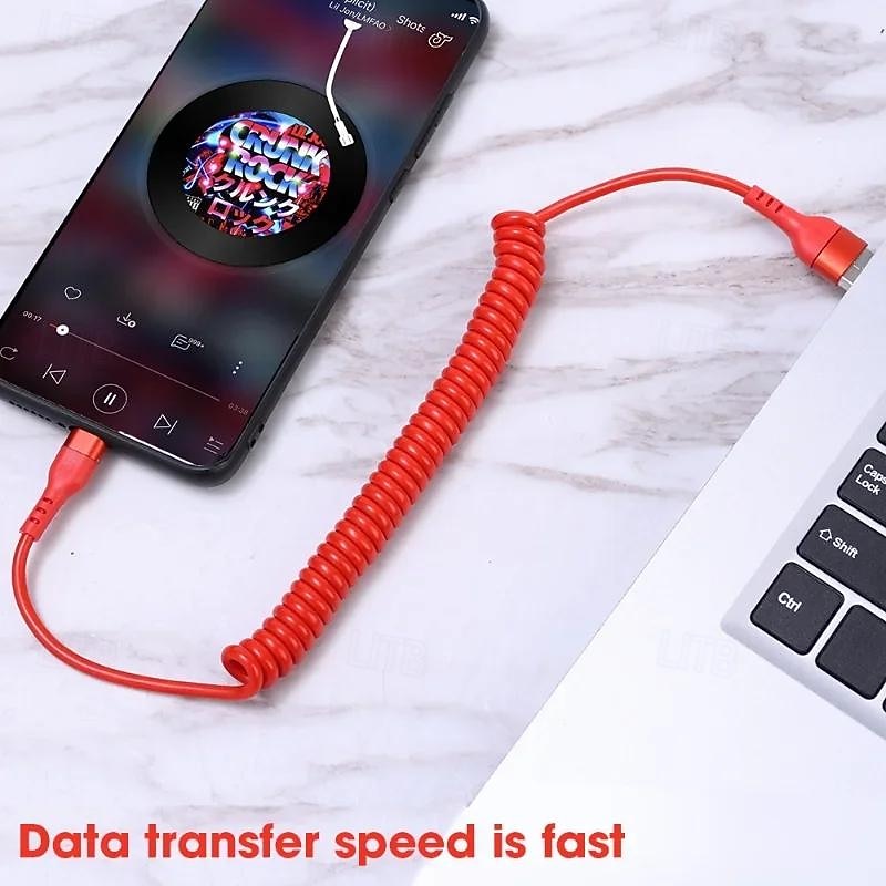 5A Type C Data Cable Spring Telescopic Fast Charging Cord Car USB C Charge Cord for Android Phone Accessories for Xiaomi Samsung4