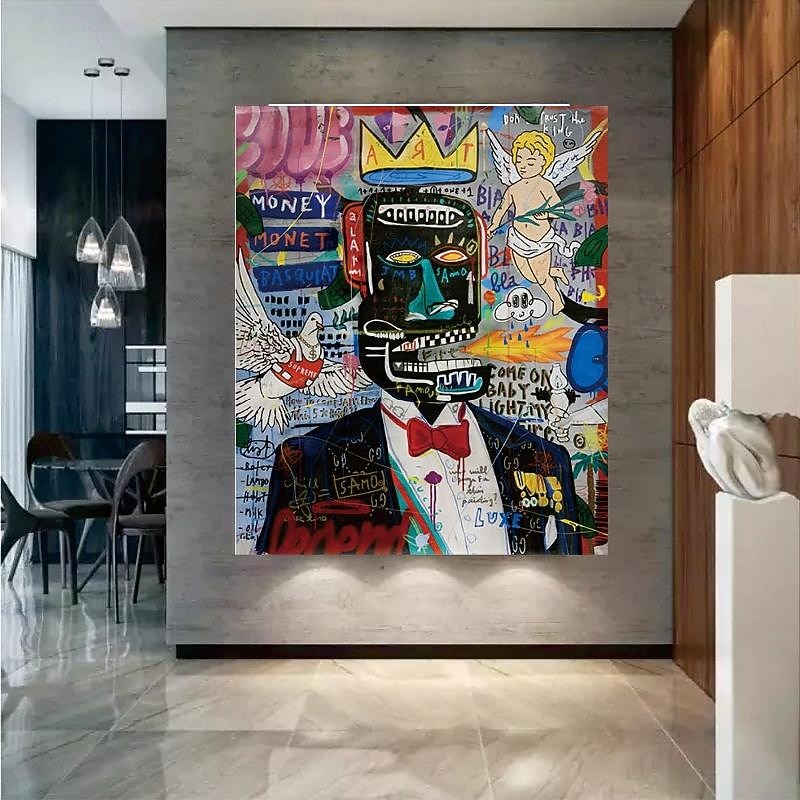 Graffiti art handmade King of street Basquia style Bright painting Large Graffiti Style Wall Art Pop Art Painting on Canvas pop art painting Graffiti artwork painting Ready to Hang Decor3
