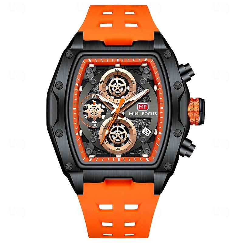 MINI FOCUS Men Quartz Watch Outdoor Fashion Casual Wristwatch Luminous Calendar Waterproof Decoration Silicone Gel Watch4
