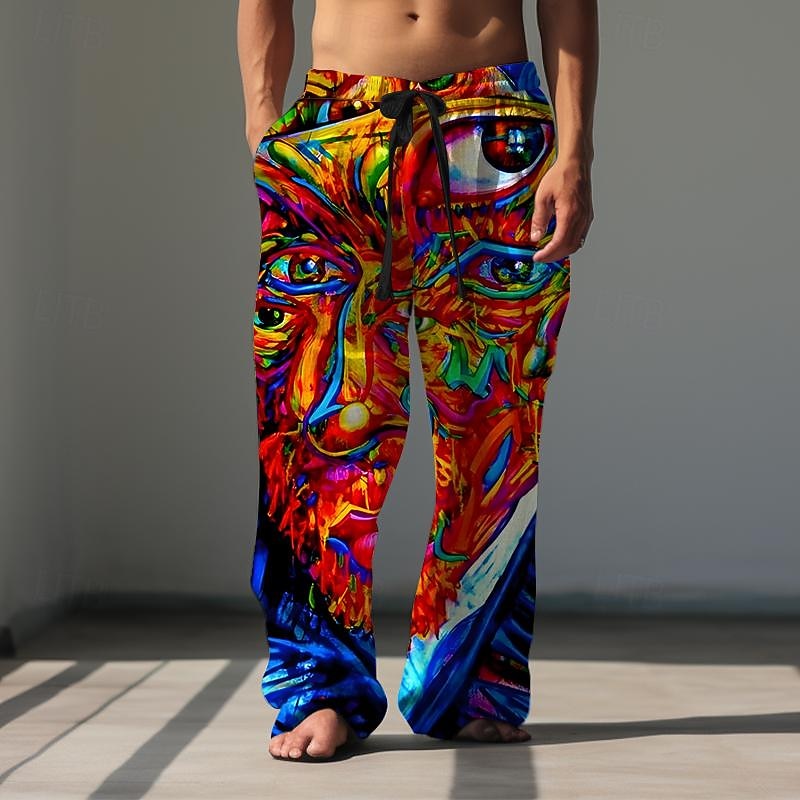 Men's Hawaiian Pants Trousers Graphic Outdoor Holiday Red Inelastic