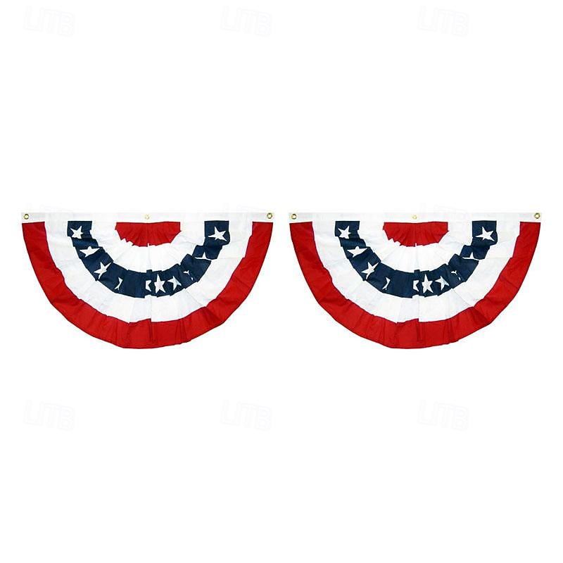 USA Patriotic Pleated Fan Flag - 2PCS American US Flag Bunting Banner Patriotic Bunting Flag Stars and Stripes Flag Bunting for Memorial Day The 4th of July and Labour Day3