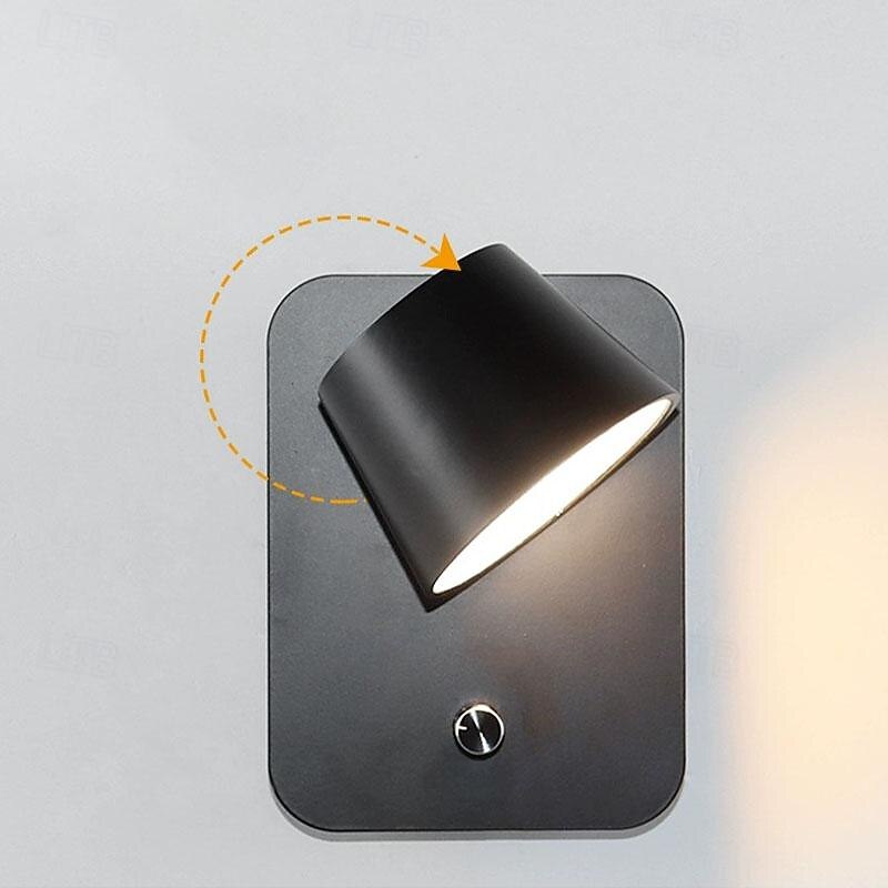 LED Indoor Wall Lights Bedside Reading Light with Night Light Version and Independent Switch 350° Rotatable RV Vanity Wall Sconce Metal Living Room Bedroom 110-240V3