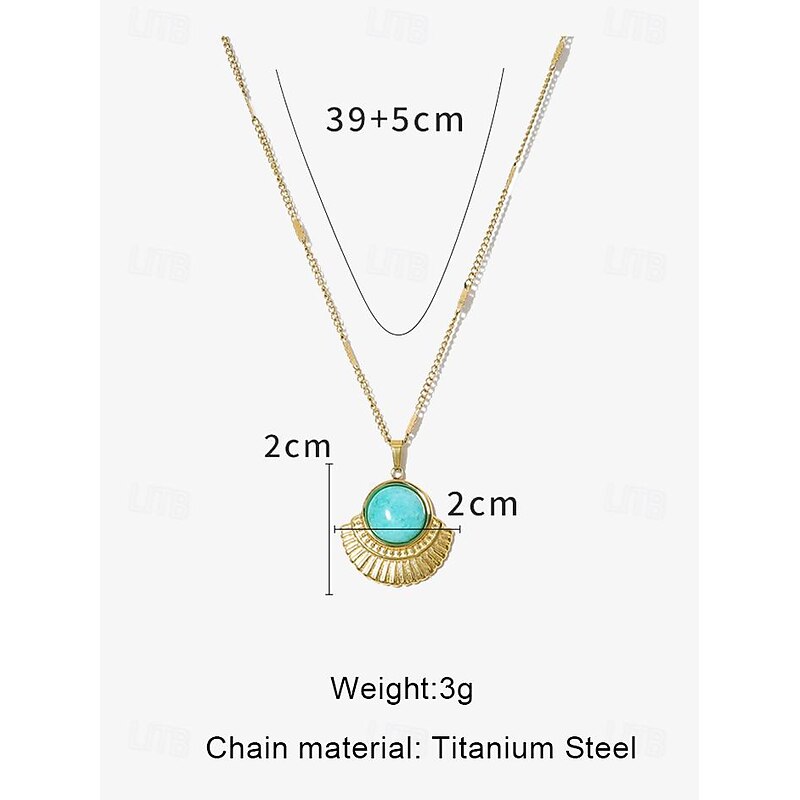 Turquoise Eye Pendant Necklace in Titanium Steel - Elegant Adjustable Chain for Wome4