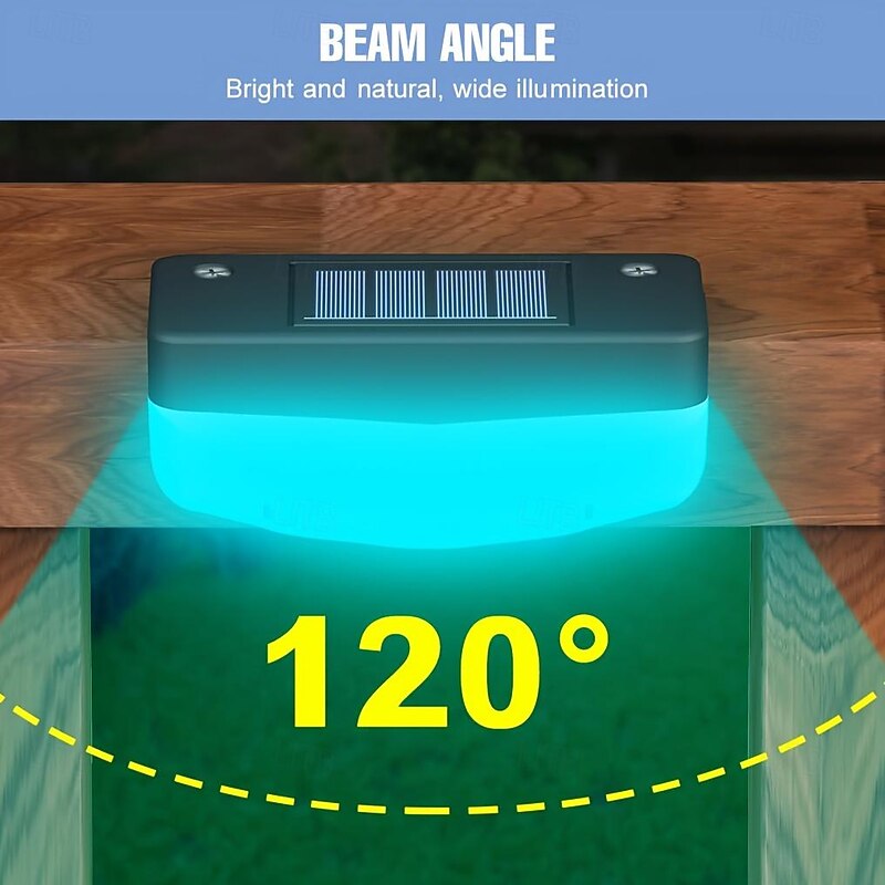 1pc Solar Step Light, Outdoor Waterproof Solar Deck Light Fence Light Illuminates Your Courtyard RGB120 Angle Glow3