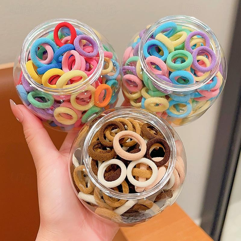 100pcs Kids Girls' Hair Accessories Sweet Casual Daily Solid Color [Free jar] Sweet cool black [about 100 sticks] [Free jar] Colorful [About 100 pieces]2