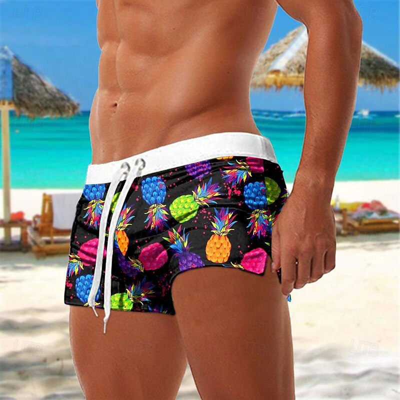 Men's Fruit Pineapple Swim Trunks Swim Shorts Board Shorts Mid Waist Fashion Streetwear Designer Surfing Holiday Beach Drawstring Pocket Elastic Waist Designer Clothing Apparel