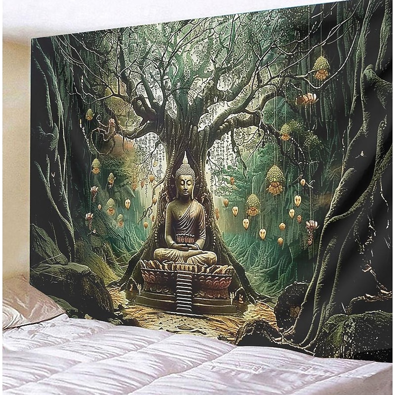 Boho Buddha Tree of Life Hanging Tapestry Wall Art Large Tapestry Mural Decor Photograph Backdrop Blanket Curtain Home Bedroom Living Room Decoration2