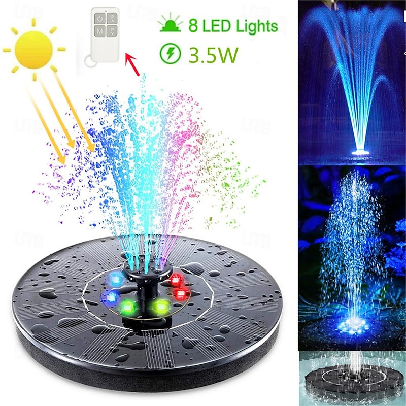 Solar Fountain Water Pump with color LED Lights for Bird Bath Floating Garden Pond Tank Solar Pump for Halloween4