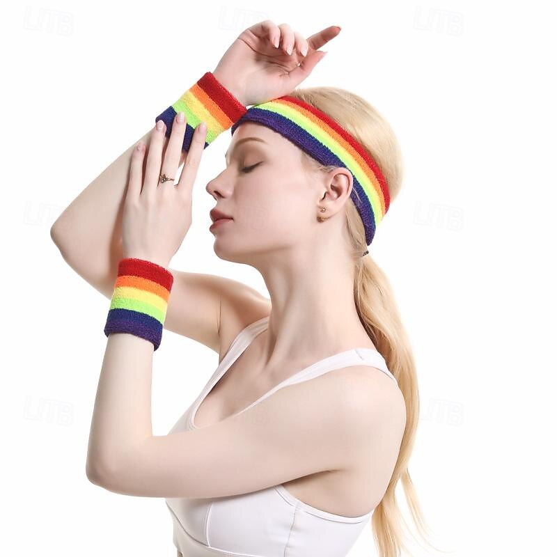 Pride Men's and Women's Summer Badminton Sports Fitness Running Sweating Rainbow Protector Wrist Scarf Breathable Towel Protector Wrist Headband Band2