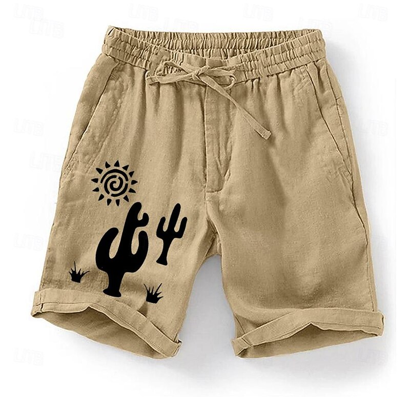 Men's Cactus Sun Plants Shorts Summer Shorts Casual Shorts Mid Waist Fashion Streetwear Designer Casual Daily Holiday Drawstring Pocket Elastic Waist Designer Clothing Apparel2