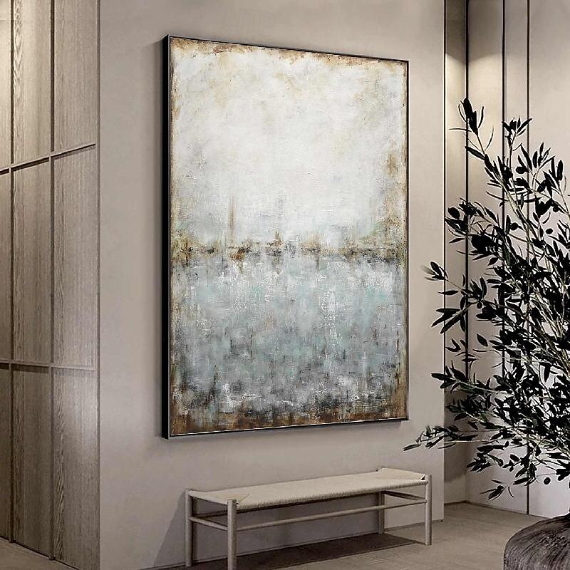 Minimalist Abstract Mountain Painting hand painted Extra large Landscape foil painting wall art gray gold canvas painting on canvas large wall art abstract painting for Living room painting4