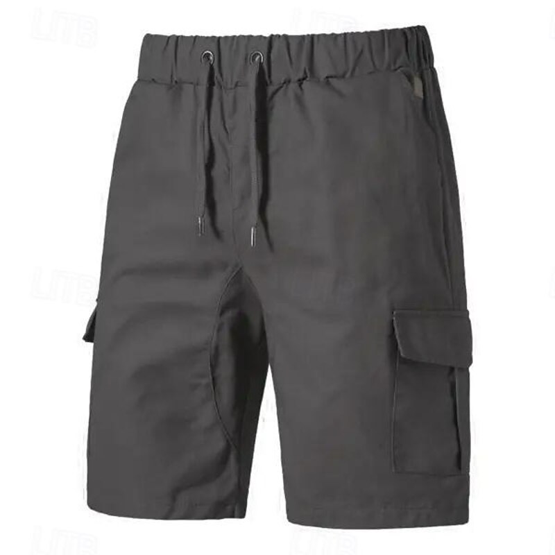 Men's Cargo Shorts Shorts Bermuda shorts Drawstring Multi Pocket Plain Outdoor Sports Knee Length Outdoor Daily Fashion Casual Slim Black Navy Blue Inelastic4