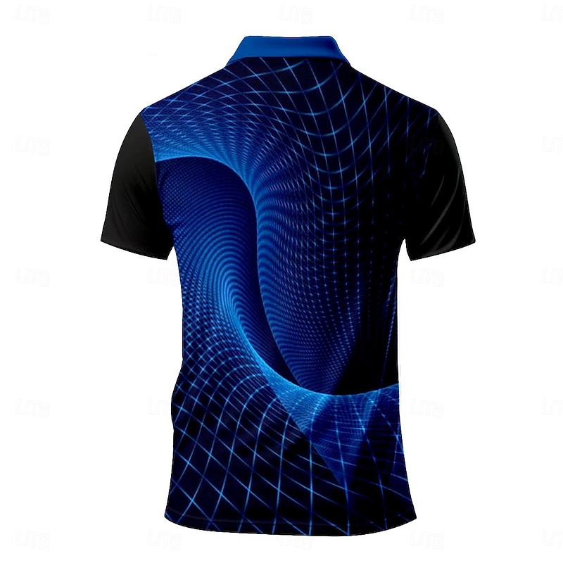 Men's Graphic Polo Shirts Golf Shirt Short Sleeve Polo Shirts Collared Shirts Casual Vacation Wear Rave Wear Party Outfits Buttons 3D Print Summer Spring Blue Green Gray2