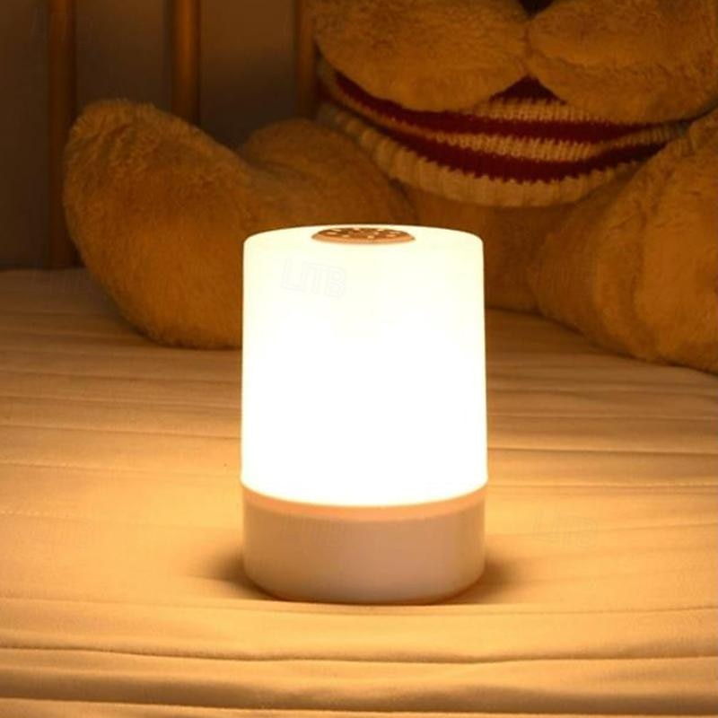 1pc Touch Sensor Night Light, LED Dimmable Sleep Lamp, 360 Surrounding Soft Light Bed Side Lamp with Touch Switch, Eye-Friendly Atmosphere Lamp for Night
