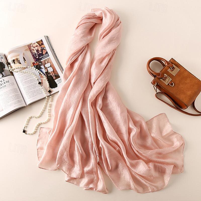 Women's Rectangle Scarf Street Daily Date Blue Pink Scarf Pure Color4