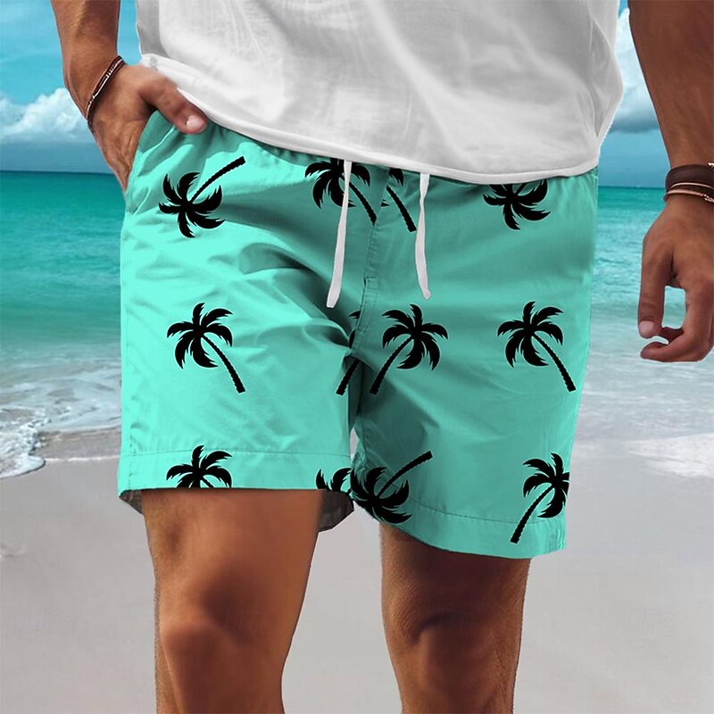 Men's Tree Coconut Tree Swim Shorts Board Shorts Swimming Trunks Mid Waist Fashion Streetwear Designer Casual Daily Holiday Pocket Elastic Waist 3D Print Designer Clothing Apparel