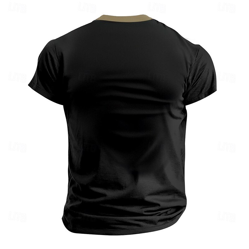 Men's Short Sleeve Henley Graphic T-Shirt: 'God Is My Father, Veterans Are My Brothers' Patriotic Veteran Family DNA Test Tee2