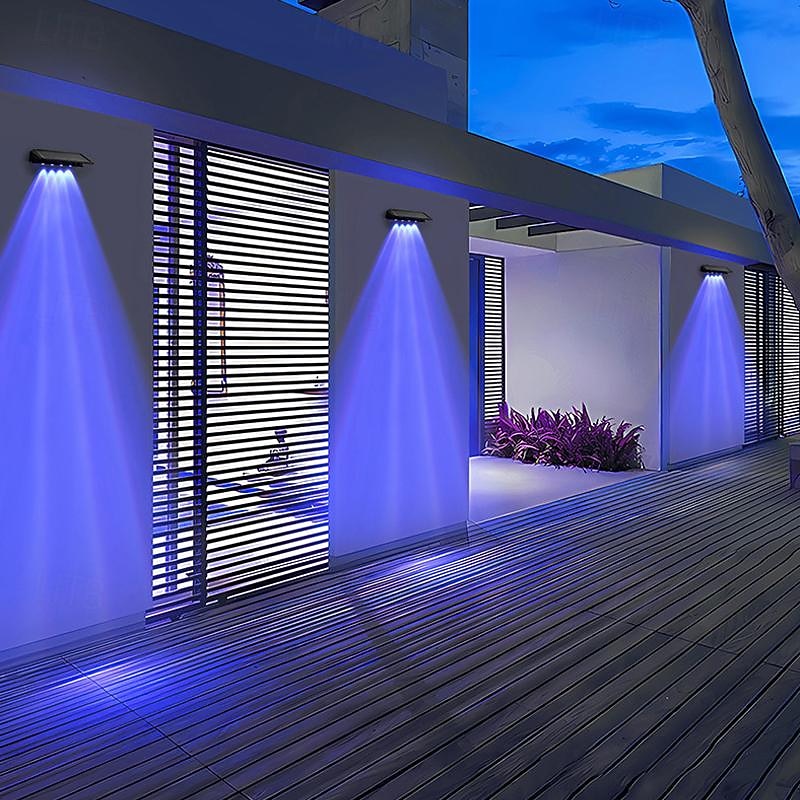 Solar Deck Lamp Outdoor Wall Washing Light Step Light Waterproof LED Wall Lamp Garden Porch Yard Fence Wall Landscape Decoration 2/4PCS3