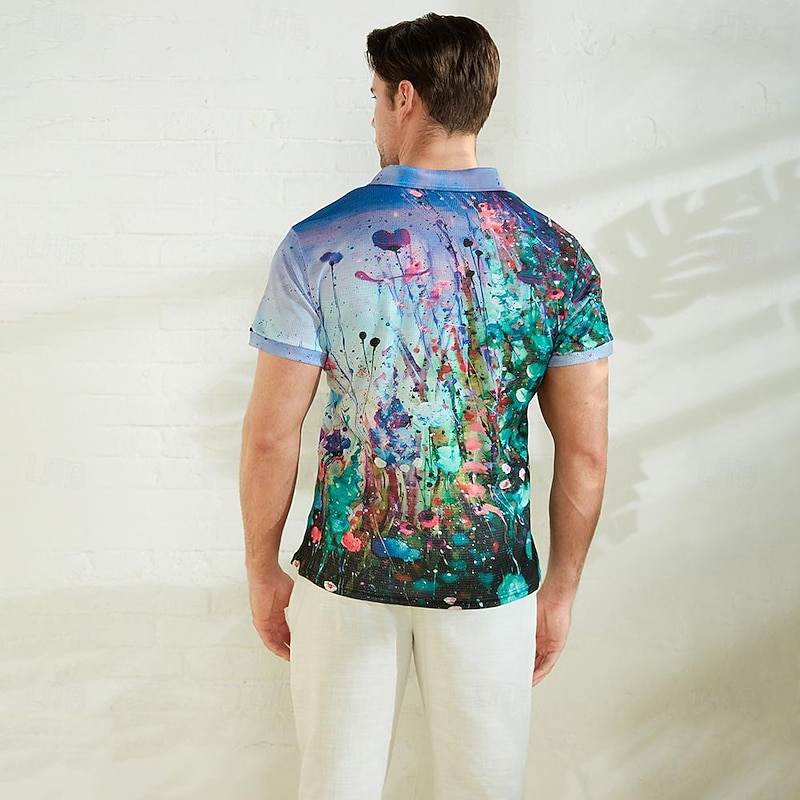 Kentucky Derby Men's Graphic Prints Waffle Polo Shirts Polo Shirts Lapel Polo Short Sleeve Polo Shirts Turndown Fashion Designer Casual Outdoor Street Casual Daily Print Summer Spring Blue-Green Blue2