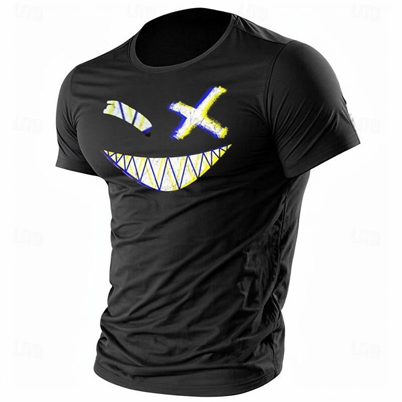 Men's Grimace T Shirt Tee Top Cotton Short Sleeve Graphic Shirt Black Comfortable Tee Vacation Street Fashion Designer Clothing