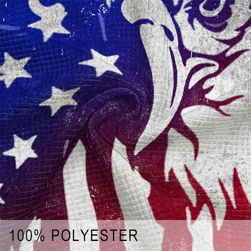 American Independence Day Men's American Flag Veterans Waffle Polo Shirts Golf Shirt Short Sleeve Polo Shirts Collared Shirts Streetwear Vacation Wear Party Outfits Buttons 3D Print Summer Spring Gray3