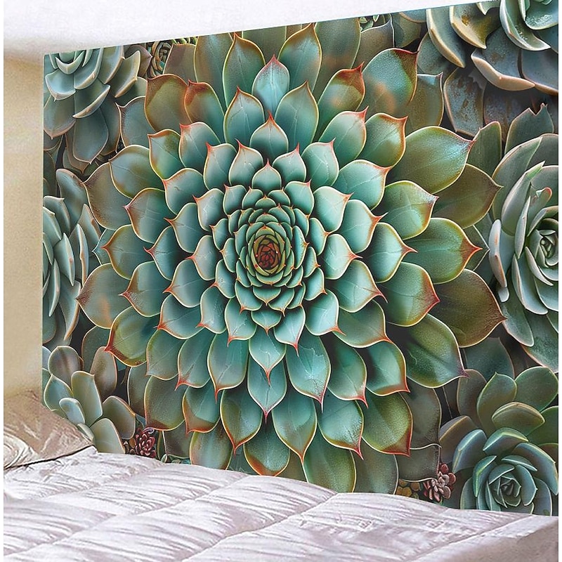Mandala Bohemian Succulents Hanging Tapestry Wall Art Large Tapestry Mural Decor Photograph Backdrop Blanket Curtain Home Bedroom Living Room Decoration4