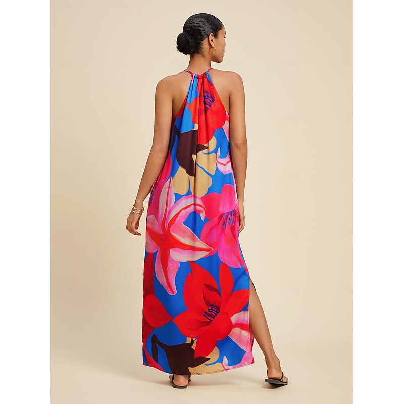 Tencel Floral Print Halter Maxi Dress3