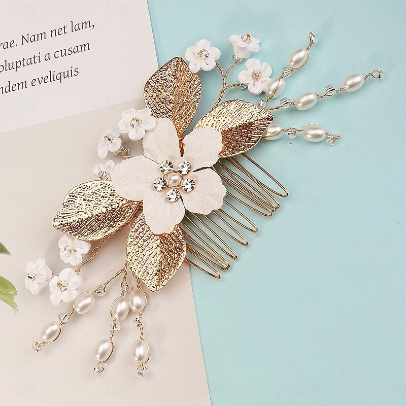 Hair Combs Headdress Imitation Pearl Rhinestone Wedding Cocktail Luxury Retro With Rhinestone Faux Pearl Headpiece Headwear2