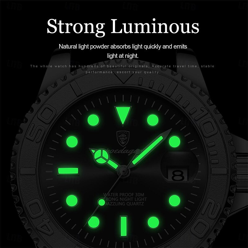 POEDAGAR Men Quartz Watch Outdoor Fashion Casual Wristwatch Luminous Calendar Waterproof Decoration Steel Watch4