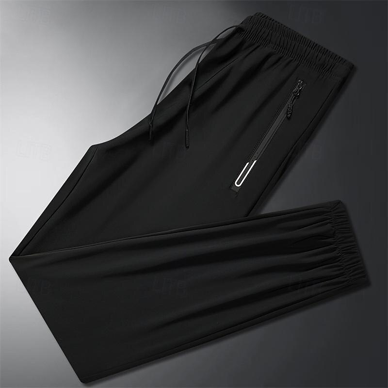 Men's Camping Pants Summer Pants Outdoor Pants Elastic Waist Zipper Pocket Elastic Cuff Plain Quick Dry High Stretch Outdoor Daily Streetwear Sports Fashion Black Blue Micro-elastic2